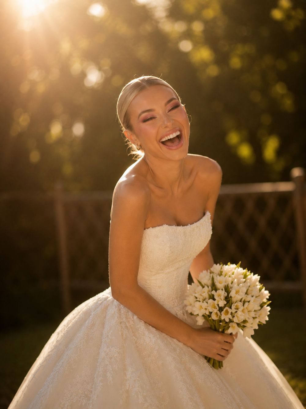 Mariée rayonnante avec bouquet, maquillage longue tenue, Studio Ayra Bordeaux