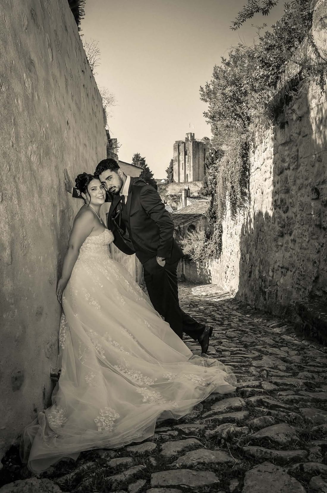 Mariés à Saint-Émilion, sépia, Studio Ayra